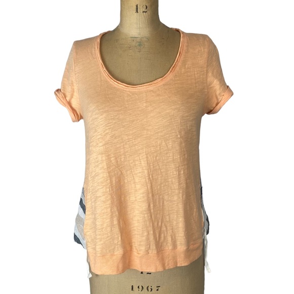 Little Yellow Button (Anthropologie) Peach/Striped Casual Tee Size S - Picture 2 of 15